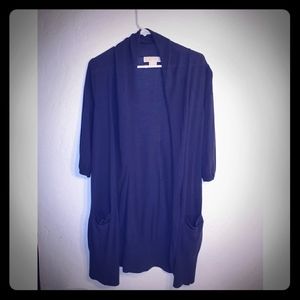 Michael Kors S long blue cardigan w/pockets